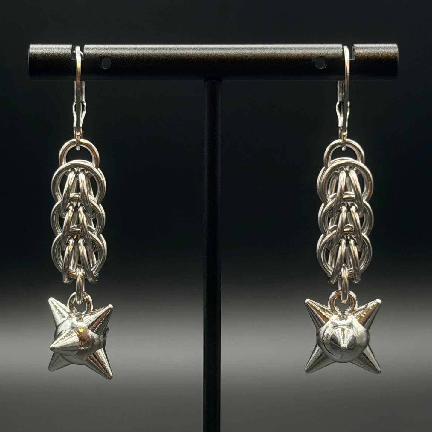 Persian Spikeball Chainmail Earrings